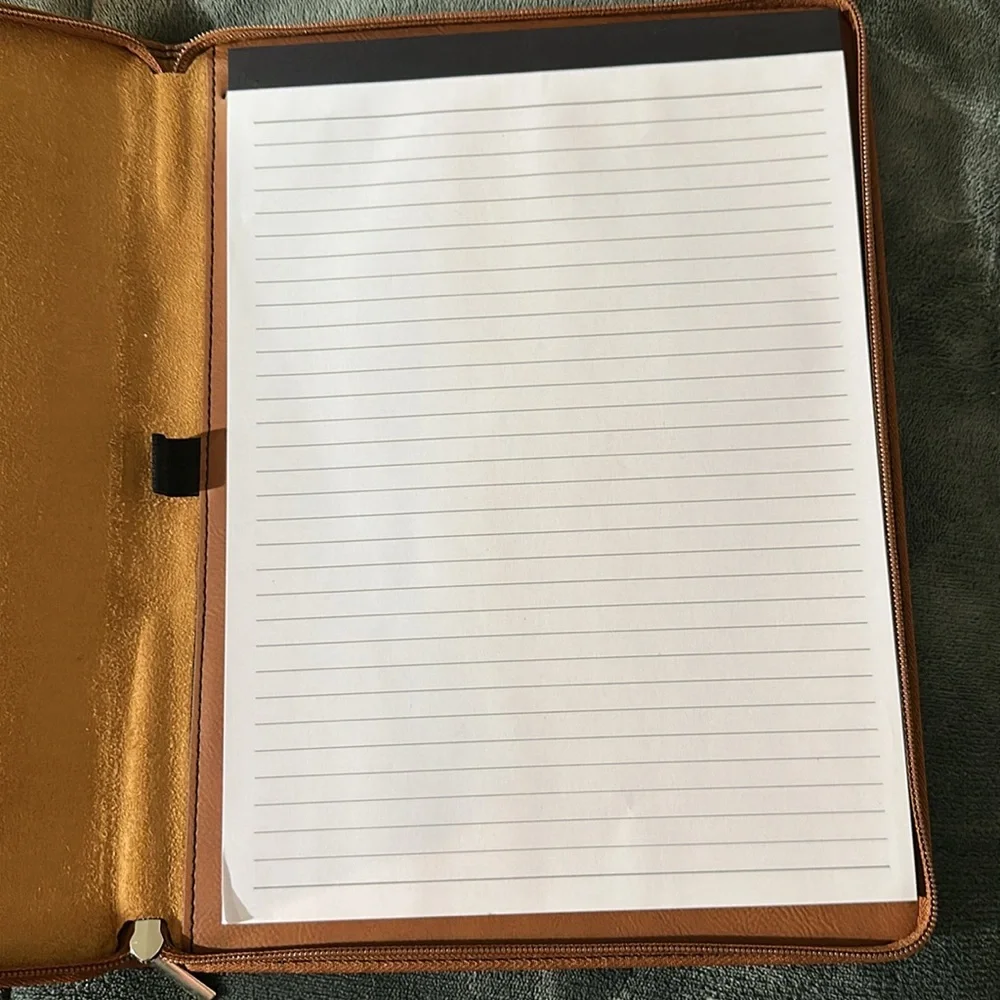 Tan Leather Monogrammed Portfolio